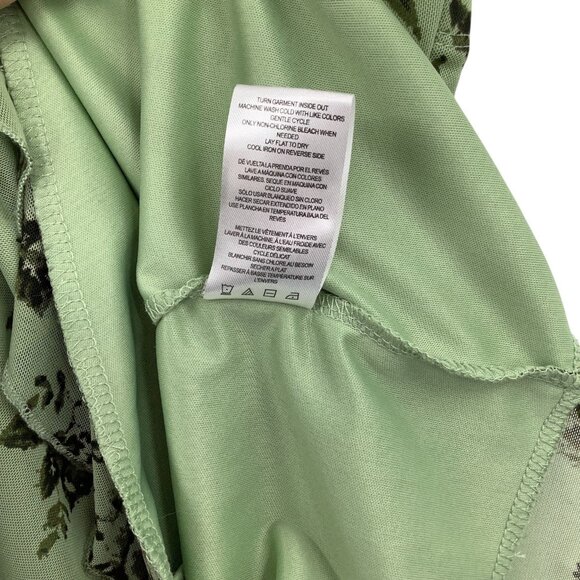 Almost Famous Women's Green Floral Slip Dress L Ruched Tie Hem Y2K - Picture 6 of 7